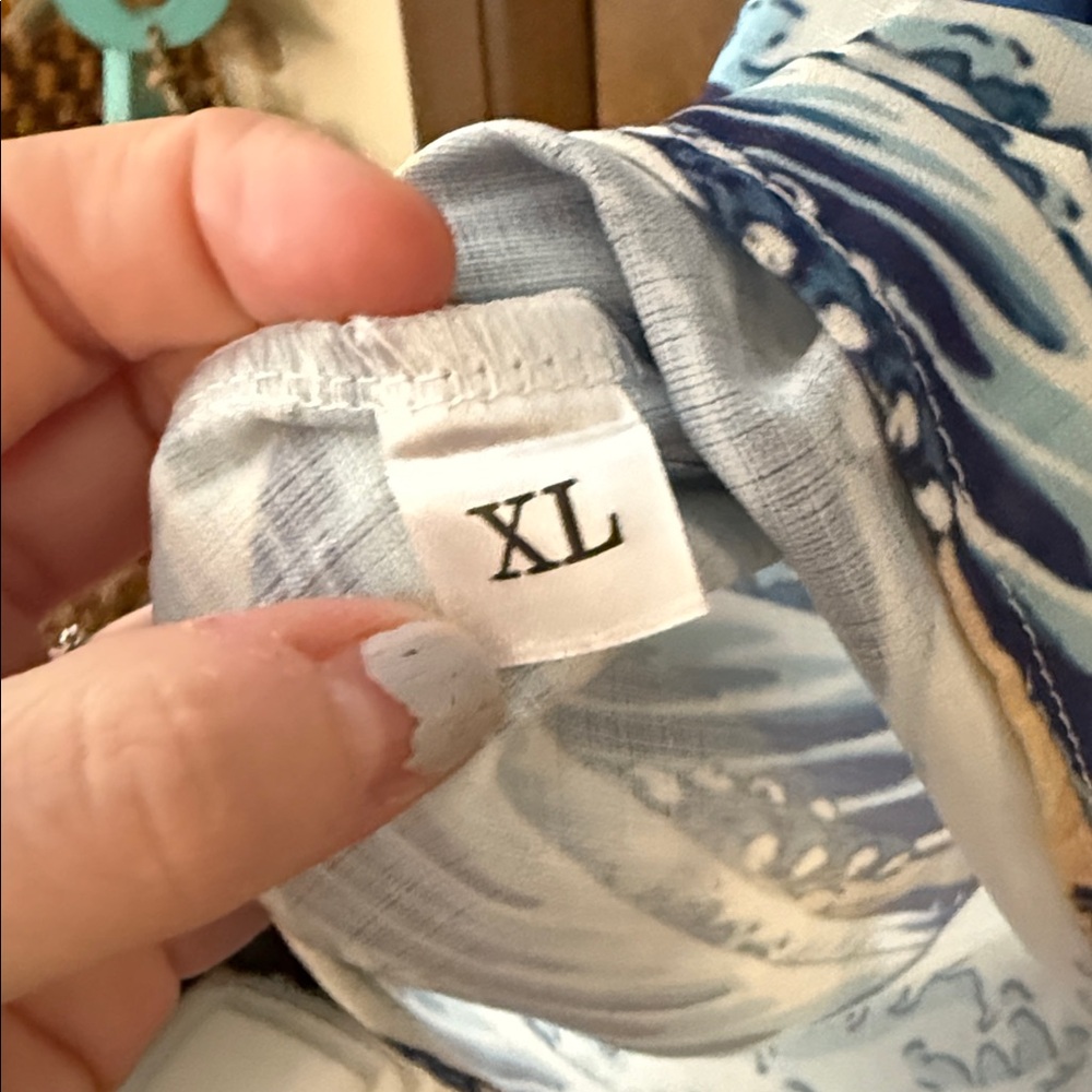 Blue Wave Print Long Sleeve Top - Picture 5 of 5